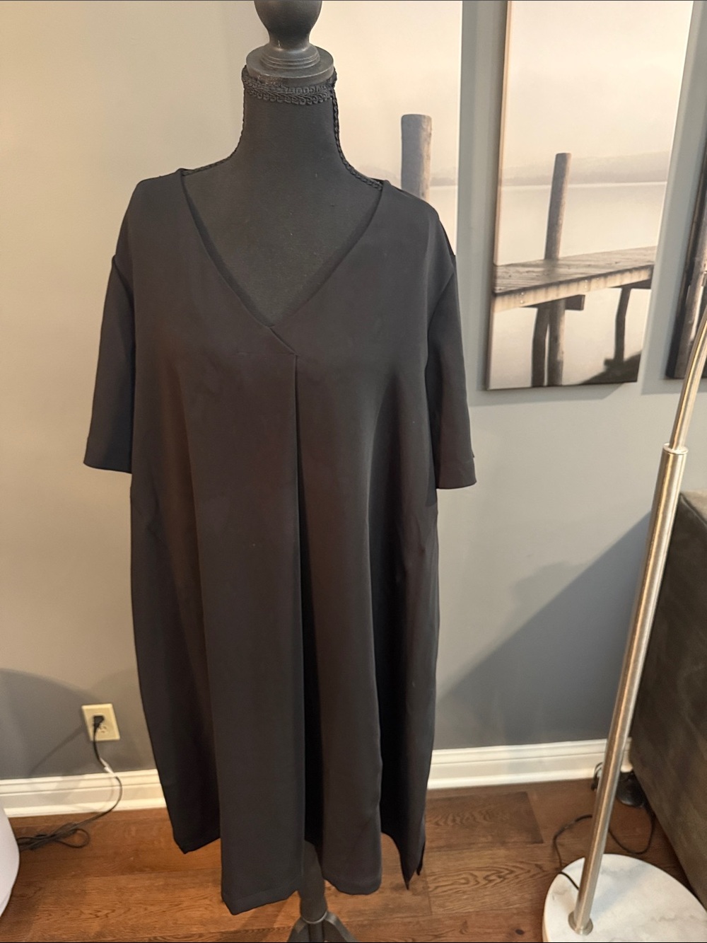 JJILL Wearever Black V-Neck Short-Sleeve Women's Dress P XL